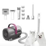 PETKIT AirClipper 5-in-1 LM4 gyvūnų kailio &scaron;ukavimo ir kirpimo rinkinys su siurbliu, pilkas/baltas