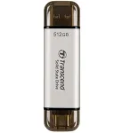 Transcend ESD310S i&scaron;orinis SSD, 512 GB, USB 3.2 Gen 2, sidabrinės spalvos
