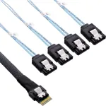 InLine Slim SAS kabelis, SFF-8654 į 4x SATA 7-pin, 12Gb/s, 1m