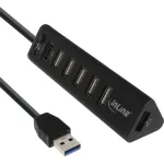 USB &scaron;akotuvas InLine Smart Hub 7 prievadų USB 3.0 ir 2.0 su greito įkrovimo prievadu