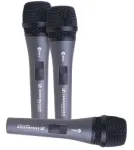Sennheiser 3-PACK E835-S, Mikrofonų rinkinys su 3 vnt. E 835 S, vokalinis mikrofonas, dinaminis, kardioidinis, įjungimo/i&scaron;jungimo jungiklis, su mikrofonų laikikliais ir dėklais