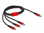 USB įkrovimo laidas DeLOCK 3 in 1 USB Type-C į Lightning, Micro USB, USB Type-C, 1 m, juoda/raudona