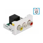 DeLOCK Easy 45 modulis 3 &times; RCA lizdas (motina) į RJ45 lizdą (motina) 22,5 &times; 45 mm