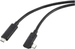 Renkforce Skaidulinis optinis USB-C&reg; vaizdo kabelis USB 3.2 Gen2 USB-C&reg; ki&scaron;tukas vienpusis kampinis 10.00 m Juodas RF-5625884 (RF-5625884)