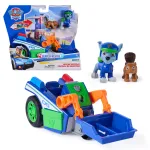 PAW Patrol: Paie&scaron;kos ir gelbėjimo automobilis Rocky Rescue Recycler su 2 figūrėlėmis, atgalinio užvedimo veiksmu, žaislas vaikams nuo 3 metų