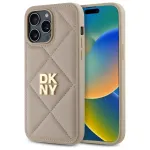 DKNY DKHCP14LPQDSLE Quilted Stack Logo Back Cover, skirta iPhone 14 Pro 6,1 inch - Smėlio spalvos