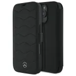 Mercedes-Benz MEBKP16X23RWRSK iPhone 16 Pro Max 6,9 col. Odinis Bookcase Dėklas Bangų Ra&scaron;tu Juodas