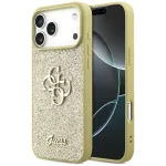 Guess Fixed Glitter Big 4G Dėklas, skirtas iPhone 17 Pro Max (Auksinis)