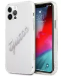 Guess Apple iPhone 12 Pro Max 6.7 Hardcase Vintage Script Sidabrinis Skaidrus