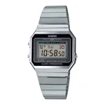 CASIO A700W-1A Vyri&scaron;kas Skaitmeninis Laikrodis, 37,4 mm, Nerūdijančio Plieno Apyrankė, Juodas Ciferblatas, LED Ap&scaron;vietimas