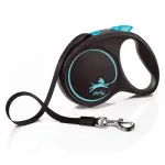 Flexi Black Design M atsitraukiantis &scaron;uns pavadėlis, juodo dizaino, 5 m juostos tipas, maks. apkrova 25 kg, ergonomi&scaron;ka rankena