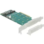 DeLOCK PCI Express x8 kortelė su 2 vidiniais NVMe M.2 Key M lizdais, bifurkacija, Low Profile formato