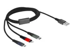 Delock - Lightning-Kabel, nur zum Aufladen - USB m&auml;nnlich bis Micro-USB Typ B, Lightning, USB-C m&auml;nnlich - 1,0m - Schwarz (87277)