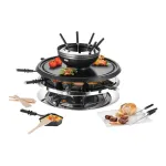 Unold 48726 raclette grilis 8 asmenims 1300 W Juoda, Nerūdijantis plienas