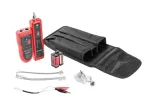 LANBERG kabelių testeris NT-0501 &mdash; RJ-11/RJ-12/RJ-45, iki 250 m, įmontuota baterija, LED indikatoriai, juodas