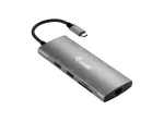 Equip USB-C 9 viename universalus adapteris, HDMI 4K/60Hz, Gigabit LAN, USB 3.2 GEN1, SD/TF, 100W USB PD