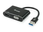 Equip 133386 USB 3.0 į HDMI/VGA (HD15) adapteris dviem ekranams, USB 3.2 Gen 1 Type-A, 1920x1080