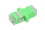 Skaidulinės optikos adapteris Extralink SC/APC SingleMode Simplex su skaidriais dulkių dangteliais, žalias
