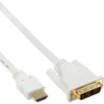 InLine HDMI į DVI laidas, ki&scaron;tukas / 18+1 ki&scaron;tukas, baltas, auksuoti kontaktai, 5 m