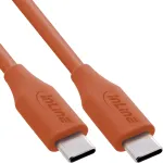 InLine 35895O greitojo įkrovimo USB-C laidas, USB 2.0, 480 Mbit/s, 100 W, silikoninis, 0,5 m, Papaya oranžinis