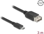USB 2.0 laidas DELOCK 81520 &ndash; Micro‑USB B į USB A, 3 m, juodas