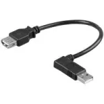 Wentronic Goobay USB 2.0 Hi-Speed prailginimo laidas, juodas, 0,3 m - USB 2.0 lizdas (A tipas) > USB 2.0 ki&scaron;tukas (A tipas) 90&deg; (95705)