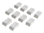 Tinklo jungtys Hama 00300028 RJ45 Cat6a STP, sidabrinės/permatomos, 10 vnt. paketas