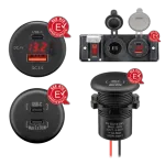 RAM Mounts įmontuojamas įkroviklis su atvirais laidų galais LED USB-A/USB-C (560027)
