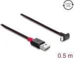 Delock EASY-USB 2.0 laidas USB Type-A ki&scaron;tukas &ndash; USB Type-C ki&scaron;tukas, lenktas auk&scaron;tyn/žemyn, 0,5 m, juodas