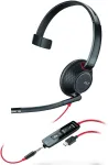Poly Blackwire C5210 USB-C ausinė &ndash; 5200 serija &ndash; laidinė, antausinė, monofoninė, su triuk&scaron;mą slopinančiu boom mikrofonu, valdymo mygtukais, juoda
