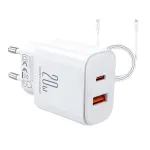 Joyroom JR-TCF05 Flash 20W USB-C PD įkroviklis su USB-C &ndash; Lightning kabeliu, 1 m, baltas