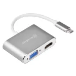 I&scaron;orinis vaizdo adapteris SILVERSTONE EP16 USB-C 3.1 su HDMI ir VGA i&scaron;vestimis