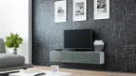 Cama TV stovas VIGO 140 30/140/40 baltas/pilkas blizgus