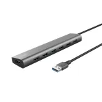 Trust Halyx 24967 7 jungčių USB &scaron;akotuvas, USB 3.2 Gen 1, Type-A, 5000 Mbit/s, sidabrinis