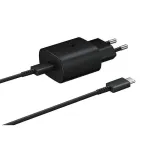 Samsung 25W USB-C Super Fast Charging sieninis įkroviklio rinkinys su USB-C į USB-C kabeliu (1m) - juodos spalvos