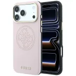 Guess Perforated 4G Gold Logo MagSafe dėklas, skirtas iPhone 18 Pro / 17 Pro - rožinis
