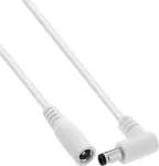 InLine&reg; nuolatinės srovės prailginimo laidas, stačiu kampu lenktu ki&scaron;tuku, 5,5 x 2,1 mm, baltas, 1 m