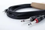 Cordial 14863 garso Y-adapterio kabelis, 3,5 mm TRS lizdas į 2x XLR male, 0,3 m, PVC, juodas