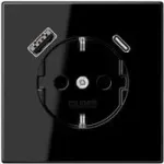 JUNG LS 1520-15 CA SW SCHUKO ki&scaron;tukinis lizdas 16 A su USB įkrovikliu 1 x A tipo + 1 x C tipo, Safety Plus, LS serija, juodas