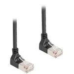 DeLOCK RJ45 Cat.6A S/FTP Slim tinklo kabelis 90&deg; į vir&scaron;ų 0,5 m juodas