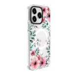 Evelatus Apple iPhone 15 Pro Max PC+TPU dėklas su MagSafe - permatomas su gėlių ra&scaron;tu