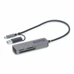 StarTech.com FCREADMICRO3V2 USB 3.0 universalus atminties kortelių skaitytuvas, SD/microSD/CompactFlash, USB-C su USB-A adapteriu, 5 Gbps