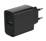 Gembird USB greitasis įkroviklis - Type A ir C 2 prievadai 20W - Juodas