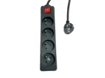 Maitinimo juosta MicroConnect MC-PSOO040500FRB 4-ių lizdų su atskirais jungikliais
