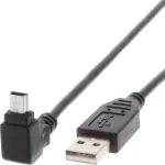 Techly USB 2.0 laidas A Ki&scaron;tukas / Mini B Ki&scaron;tukas 90&deg; 1,8 m Juodas ICOC MUSB-AA-018ANG
