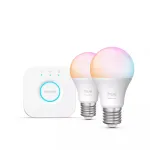 Philips Hue White and colour ambience Essential pradinis rinkinys: 2 E27 i&scaron;maniosios lemputės (806 lm)