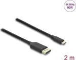 Vaizdo kabelio adapteris DELOCK USB Type-C į DisplayPort 2 m, juodas