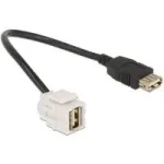 Delock USB 2.0 Keystone modulis: A tipo lizdas 250&deg; &ndash; A tipo lizdas, kabelis 0,24 m