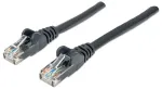 Intellinet tinklo jungiamasis kabelis, Cat6, 0,5 m, juodas, CCA, U/UTP, PVC, RJ45, auksuoti kontaktai, apsaugotas nuo užkabinimo, su gaubtuku, viso naudojimo garantija