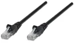 Intellinet tinklo jungiamasis kabelis, Cat6, 15 m, juodas, CCA, U/UTP, PVC, RJ45, paauksuoti kontaktai, apsaugotas nuo užkliuvimo, su gaubtu, viso gyvenimo garantija